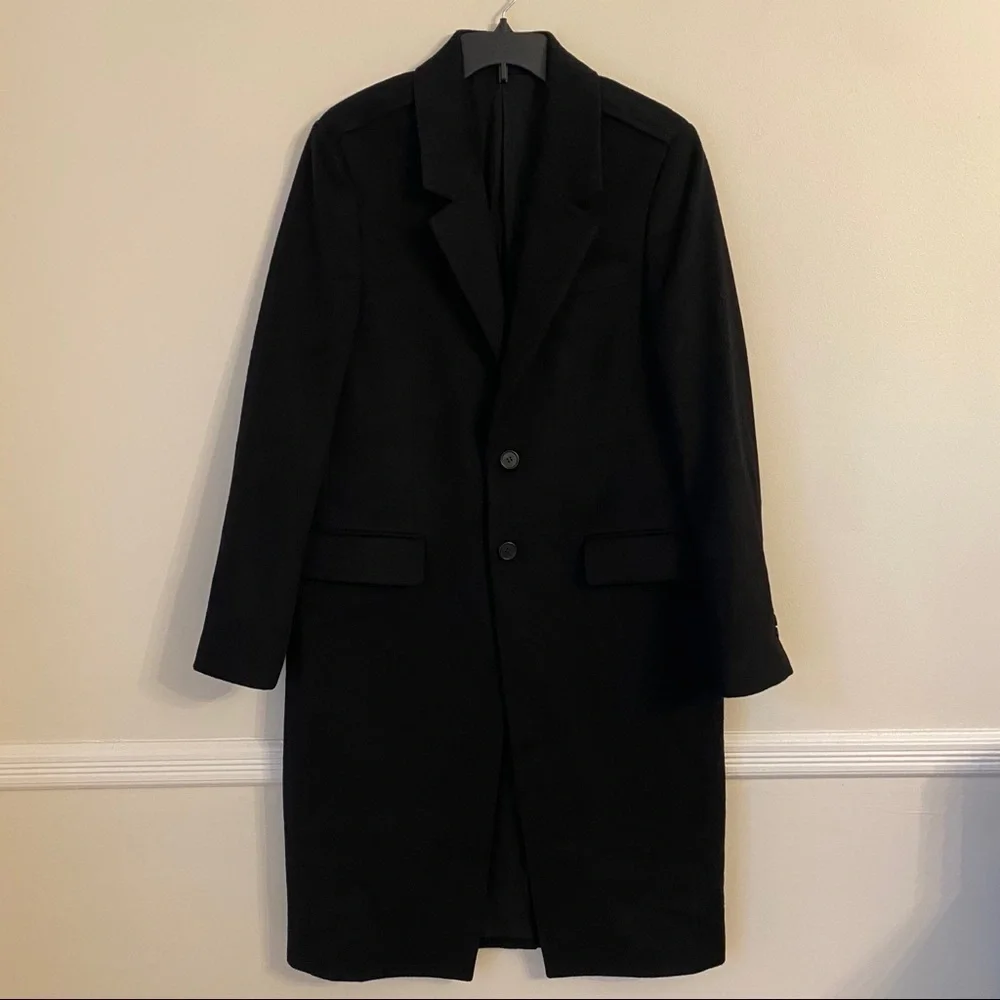 All saints | Men’s Long Black Wool Coat Killian 38